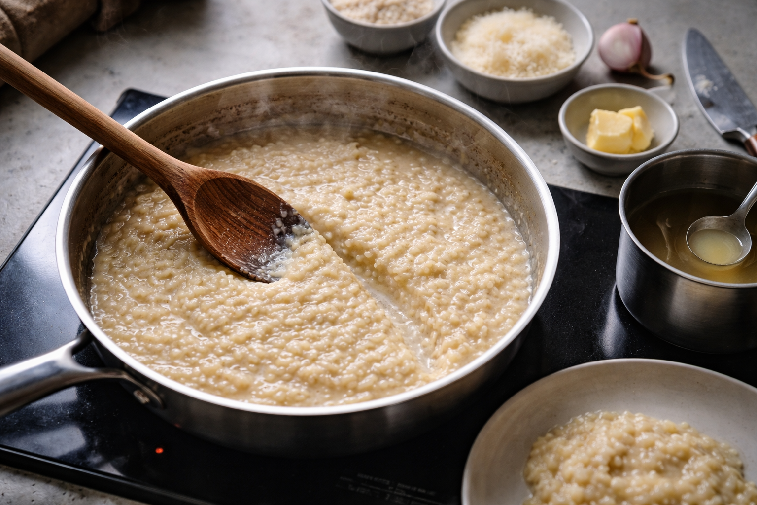 Cremet risotto hver gang: mit tekstur-kompas med lyd, bølge og kerne