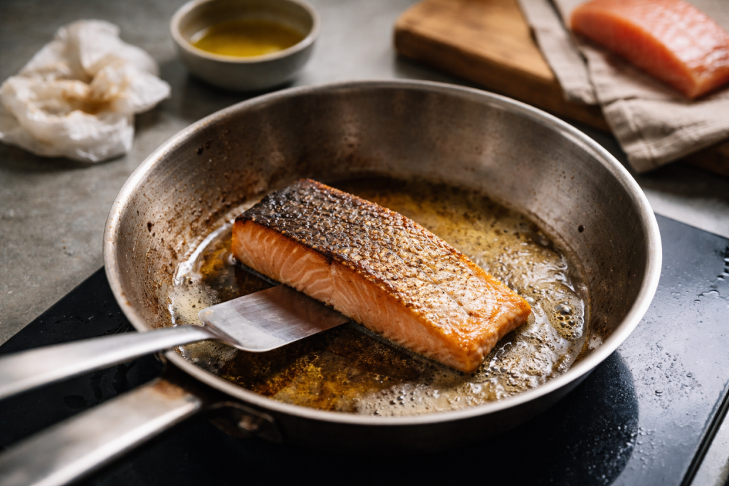 Fisk på panden uden drama: sådan får du den til at slippe, blive saftig og få sprødt skind