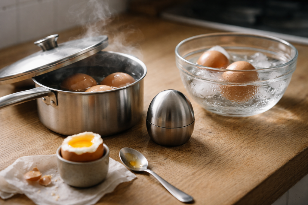 Kogetid på æg, der faktisk passer: mit lille system til blødkogt, smilende og hårdkogt