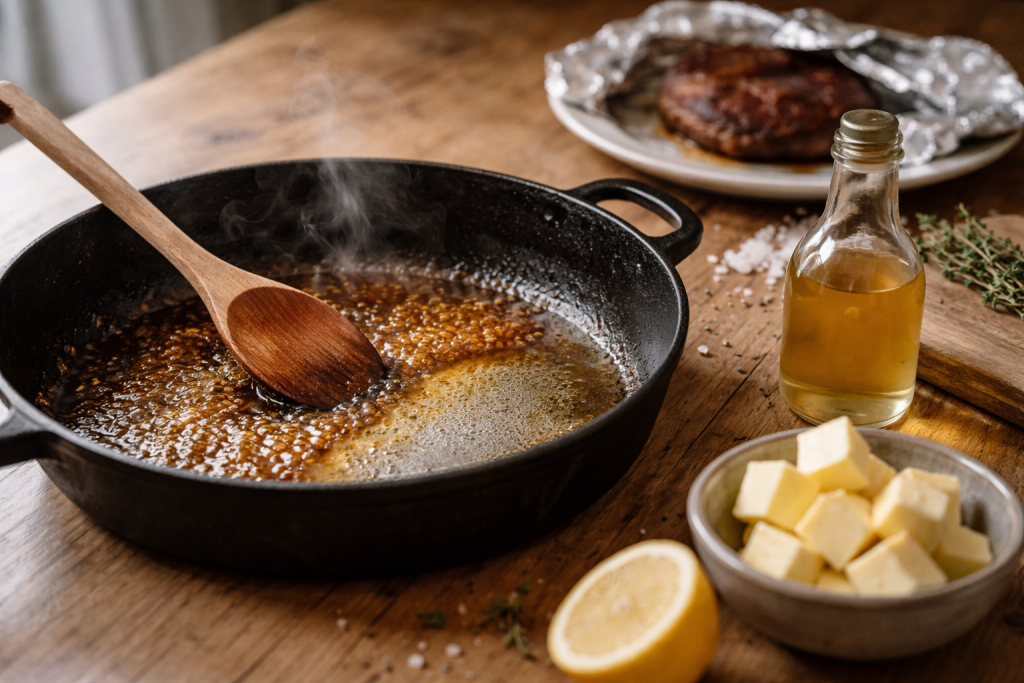 Panden er ikke færdig, når bøffen er det: sådan laver du pan sauce uden stress og klumper