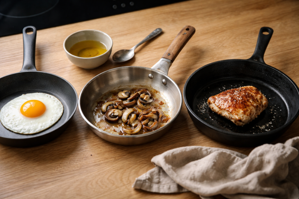 Pander i praksis: Vælg rigtigt mellem nonstick, stål og støbejern (uden at købe dig fattig)