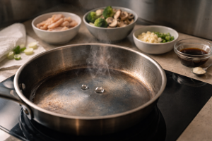 Sprød wok på et helt almindeligt komfur: min metode mod vand i bunden