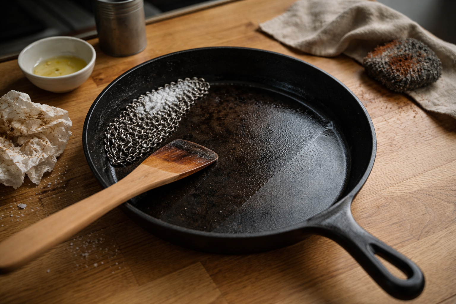 Støbejern uden nervøse hænder: Mit 3-niveau system til rengøring, rust og seasoning