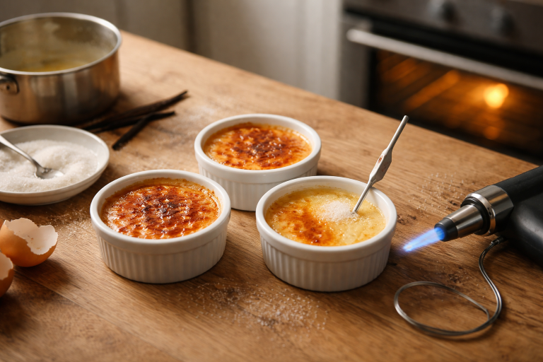 Crème brûlée uden vandbad: min rolige ovn-metode til silkecreme og sprød sukkerhat