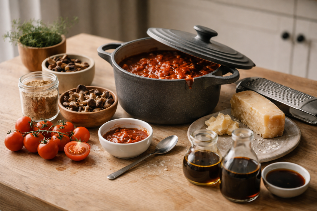 Mere umami uden soya-smag: mit lille system til hverdagsretter med dybde