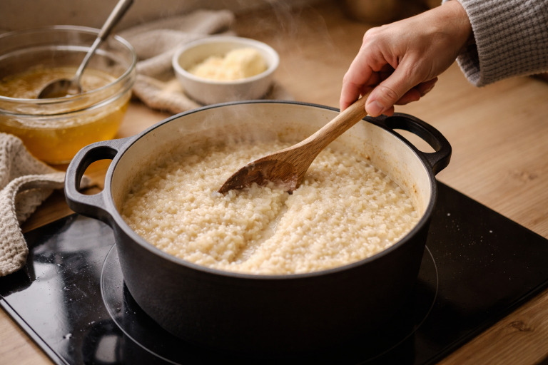 Risotto der hverken er grød eller suppe (mit lille stop-signal-system)