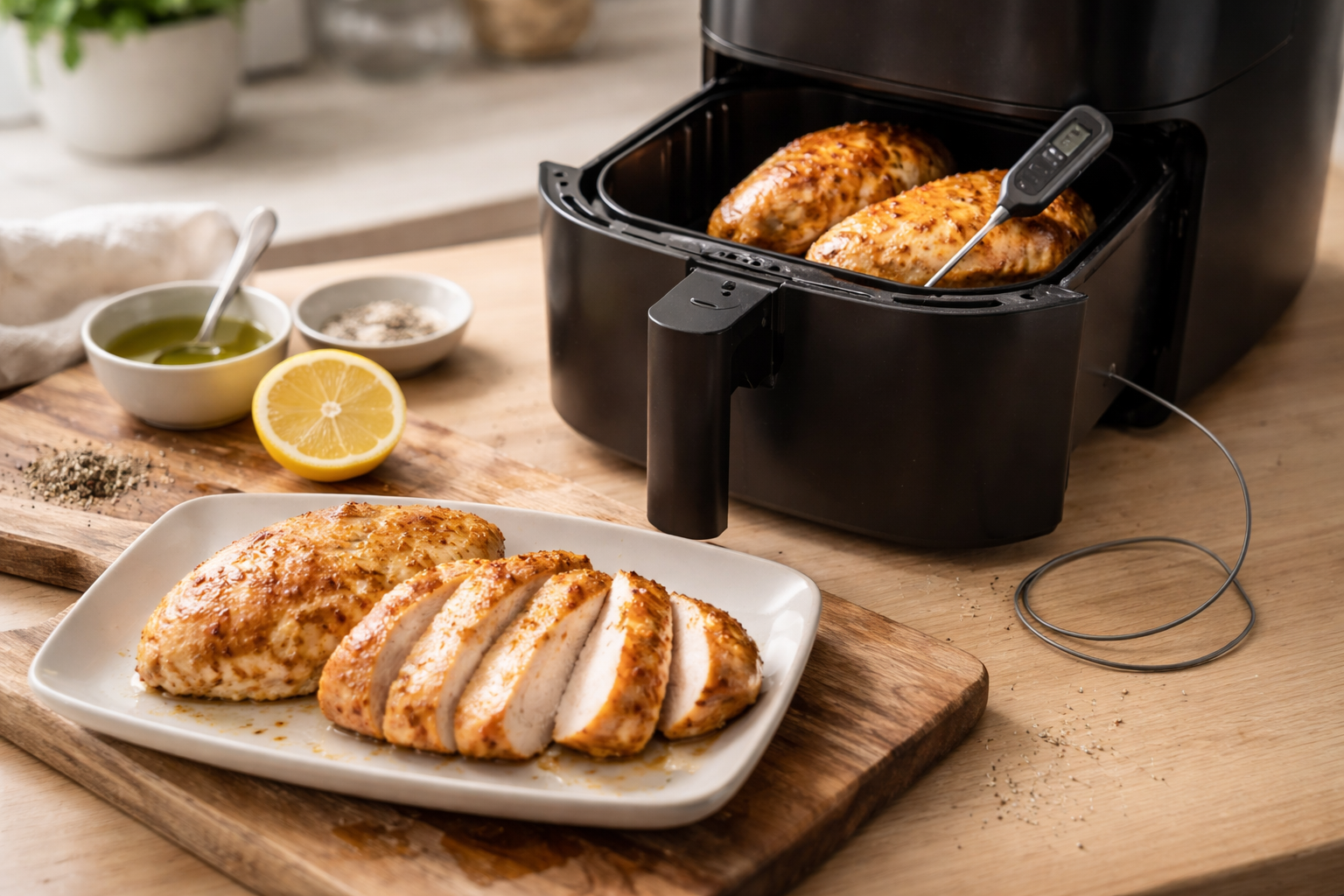 Kyllingebryst i airfryer: tid, temperatur og sådan undgår du tørt bryst