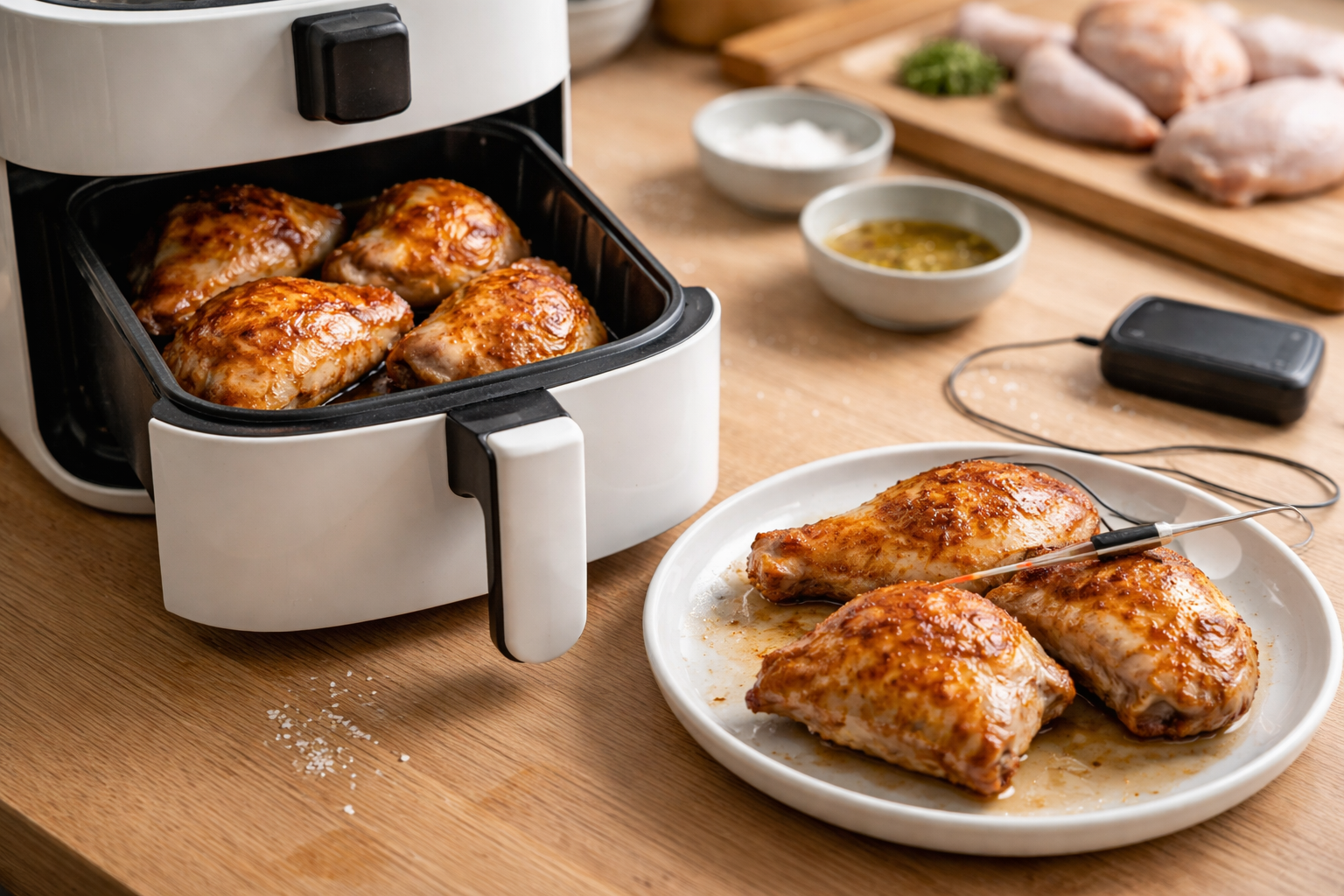 Kyllingeoverlår i airfryer: tid, temperatur og sprødt skind uden tørre overlår