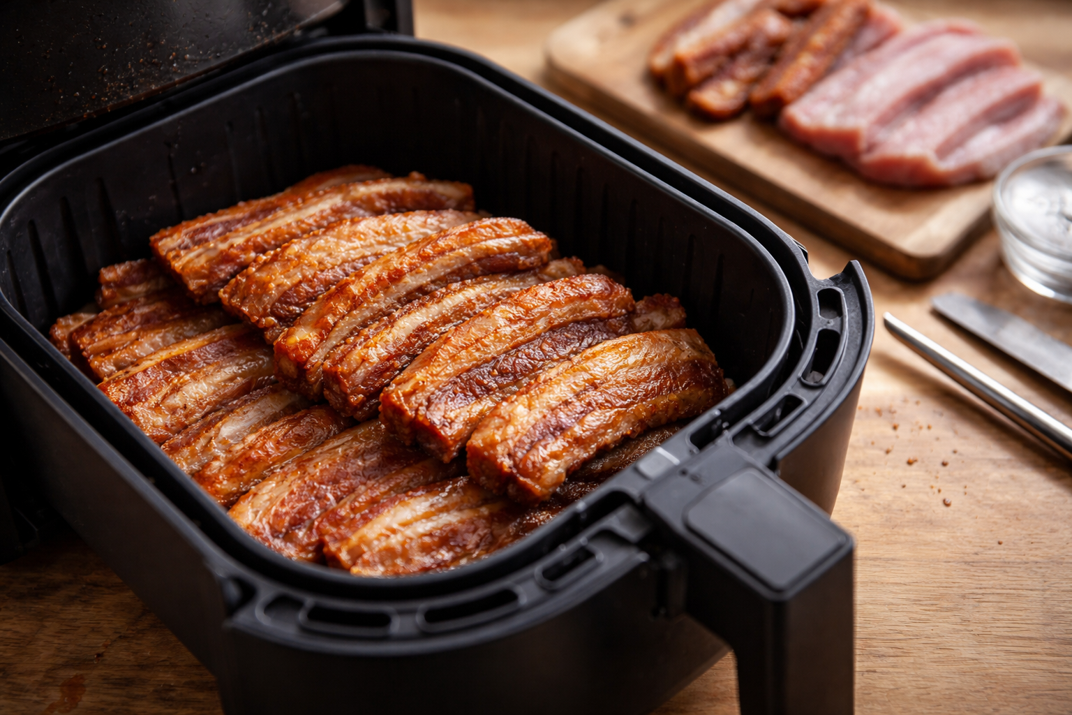 Stegt flæsk i airfryer: tid, temperatur og hvornår ovnen er bedre