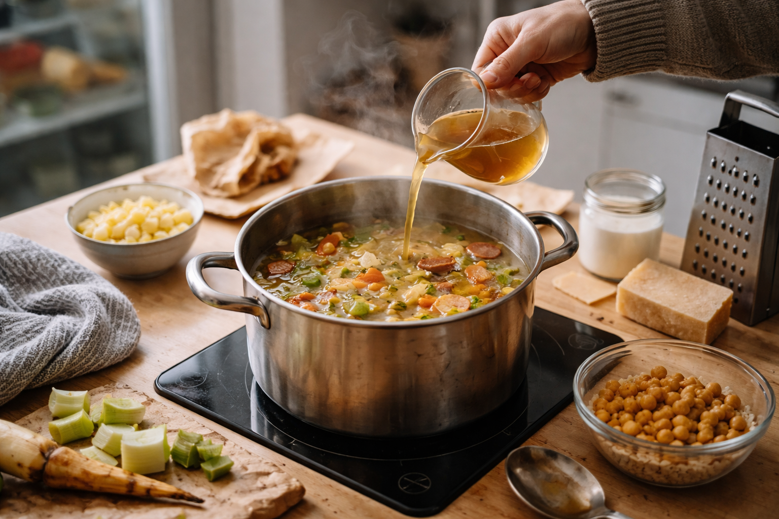 Køleskabssuppe: byg mættende suppe af rester - trin for trin